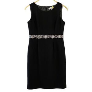 VINTAGE Kasper Womens size 4 Beaded Cocktail Dress Black Sleeveless CLASSIC